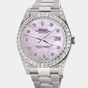 Rolex Custom Pink 4.5ct Diamond Stainless Steel Datejust II 116300 Automatic Men's Wristwatch 41 mm