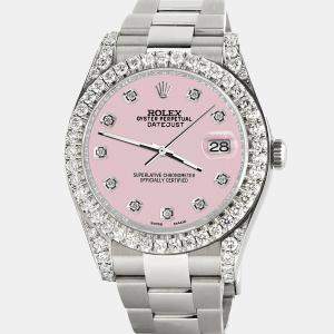 Rolex Custom Orchid Pink 4.5ct Diamond Stainless Steel Datejust II 116300 Automatic Men's Wristwatch 41 mm