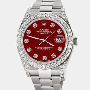 Rolex Custom Imperial Red 4.5ct Diamond Stainless Steel Datejust II 116300 Automatic Men's Wristwatch 41 mm