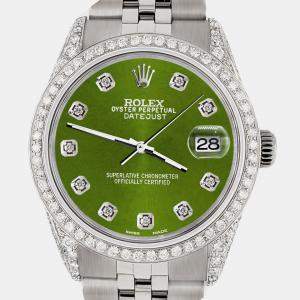 Rolex Custom Royal Green 2.85CT Diamond Stainless Steel Datejust  Automatic Men's Wristwatch 36mm