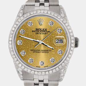Rolex Custom Champagne 2.85CT Diamond Stainless Steel Datejust  Automatic Men's Wristwatch 36mm