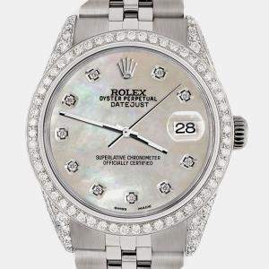 Rolex Custom Champagne MOP 2.85CT Diamond Stainless Steel Datejust  Automatic Men's Wristwatch 36mm
