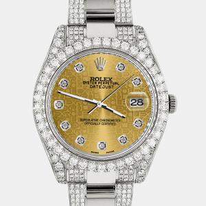 Rolex Custom Champagne 8.3CT Diamond Stainless Steel Datejust II 116300 Automatic Men's Wristwatch 41mm