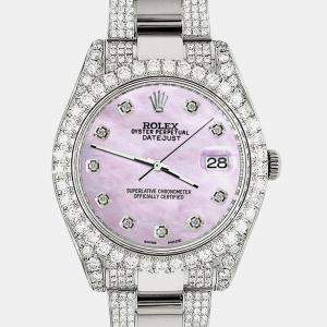 Rolex Custom Pink Pearl 8.3CT Diamond Stainless Steel Datejust II 116300 Automatic Men's Wristwatch 41mm