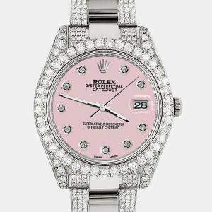 Rolex Custom Orchid Pink 8.3CT Diamond Stainless Steel Datejust II 116300 Automatic Men's Wristwatch 41mm