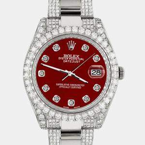 Rolex Custom Imperial Red 8.3CT Diamond Stainless Steel Datejust II 116300 Automatic Men's Wristwatch 41mm