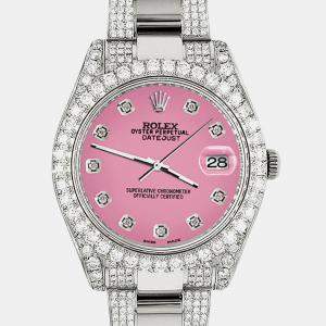 Rolex Custom Hot Pink 8.3CT Diamond Stainless Steel Datejust II 116300 Automatic Men's Wristwatch 41mm