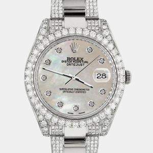 Rolex Custom Champagne MOP 8.3CT Diamond Stainless Steel Datejust II 116300 Automatic Men's Wristwatch 41mm