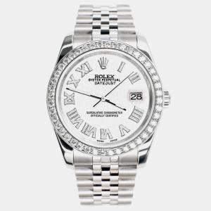 Rolex Custom White 2.0CT Diamond Stainless Steel Datejust 116200 Automatic Men's Wristwatch 36mm