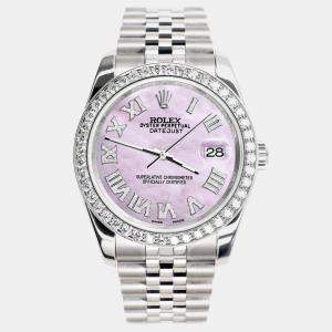 Rolex Custom Pink Pearl 2.0CT Diamond Stainless Steel Datejust 116200 Automatic Men's Wristwatch 36mm