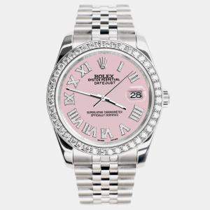 Rolex Custom Orchid Pink 2.0CT Diamond Stainless Steel Datejust 116200 Automatic Men's Wristwatch 36mm
