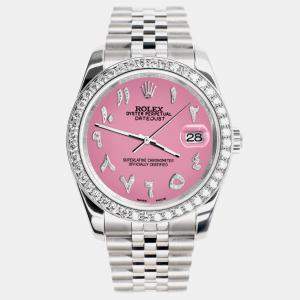 Rolex Custom Hot Pink 2.0CT Diamond Stainless Steel Datejust 116200 Automatic Men's Wristwatch 36mm