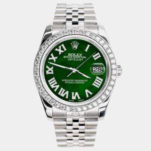 Rolex Custom Green MOP 2.0CT Diamond Stainless Steel Datejust 116200 Automatic Men's Wristwatch 36mm