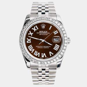 Rolex Custom Chocolate 2.0CT Diamond Stainless Steel Datejust 116200 Automatic Men's Wristwatch 36mm