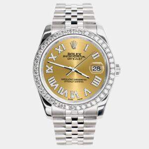 Rolex Custom Champagne 2.0CT Diamond Stainless Steel Datejust 116200 Automatic Men's Wristwatch 36mm