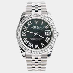 Rolex Custom Black MOP 2.0CT Diamond Stainless Steel Datejust 116200 Automatic Men's Wristwatch 36mm