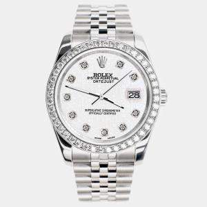 Rolex Custom White 1.85CT Diamond Stainless Steel Datejust 116200 Automatic Men's Wristwatch 36mm
