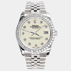 Rolex Custom Satin Linen 1.85CT Diamond Stainless Steel Datejust 116200 Automatic Men's Wristwatch 36mm
