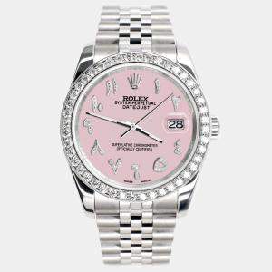 Rolex Custom Orchid Pink 2.0CT Diamond Stainless Steel Datejust 116200 Automatic Men's Wristwatch 36mm
