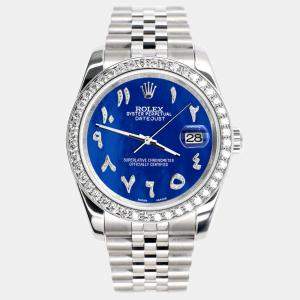 Rolex Custom Royal Blue MOP 2.0CT Diamond Stainless Steel Datejust 116200 Automatic Men's Wristwatch 36mm