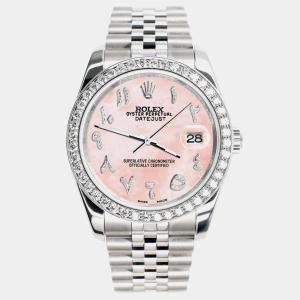 Rolex Custom Royal Pink MOP 2.0CT Diamond Stainless Steel Datejust 116200 Automatic Men's Wristwatch 36mm