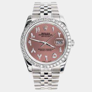 Rolex Custom Salmon 2.0CT Diamond Stainless Steel Datejust 116200 Automatic Men's Wristwatch 36mm