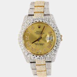 Rolex Custom  17.7CT Diamond 18K Yellow Gold Stainless Steel Datejust  Automatic Men's Wristwatch 36mm