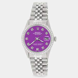 Rolex Custom Sangria 1.1CT Diamond Stainless Steel Datejust  Automatic Men's Wristwatch 36mm
