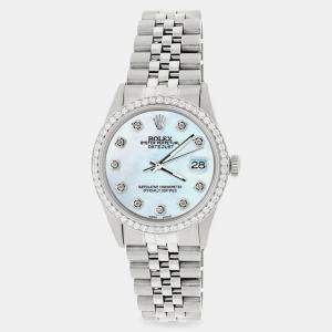 Rolex Custom Sky Blue 1.1CT Diamond Stainless Steel Datejust  Automatic Men's Wristwatch 36mm