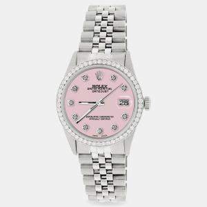 Rolex Custom Orchid Pink 1.1CT Diamond Stainless Steel Datejust  Automatic Men's Wristwatch 36mm
