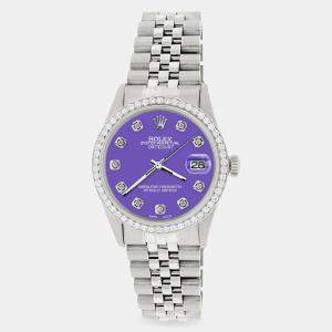 Rolex Custom Lavender 1.1CT Diamond Stainless Steel Datejust  Automatic Men's Wristwatch 36mm