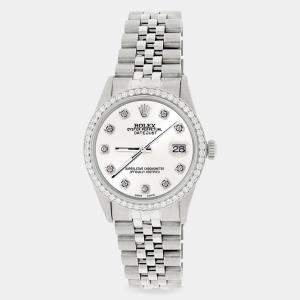 Rolex Custom Ivory 1.1CT Diamond Stainless Steel Datejust  Automatic Men's Wristwatch 36mm