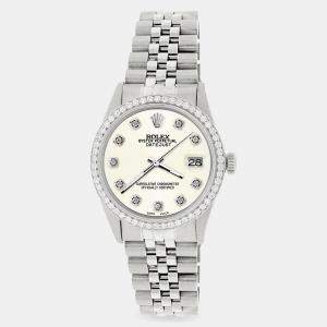 Rolex Custom Ivory 1.1CT Diamond Stainless Steel Datejust  Automatic Men's Wristwatch 36mm