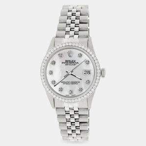 Rolex Custom Grey 1.1CT Diamond Stainless Steel Datejust  Automatic Men's Wristwatch 36mm