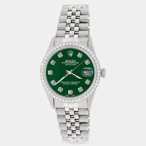 Rolex Custom Forest Green 1.1CT Diamond Stainless Steel Datejust  Automatic Men's Wristwatch 36mm