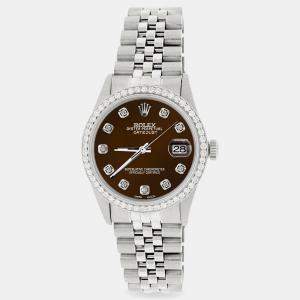 Rolex Custom Cocoa Brown 1.1CT Diamond Stainless Steel Datejust  Automatic Men's Wristwatch 36mm