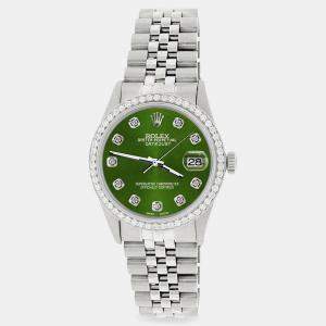 Rolex Custom Chartreuse Green 1.1CT Diamond Stainless Steel Datejust  Automatic Men's Wristwatch 36mm