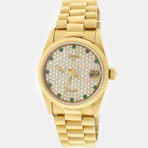 Rolex Customised  Diamond 18K Yellow Gold President Datejust 68278 Automatic Women's Wristwatch 31MM
