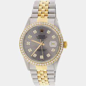 Rolex Customised  Diamond 18K Yellow Gold Stainless Steel Datejust  Automatic Men's Wristwatch 36mm