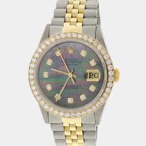 Rolex Customised Tahitian 1.9CT Diamond 18K Yellow Gold Stainless Steel Datejust  Automatic Men's Wristwatch 36MM