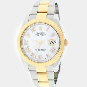 Rolex Customised Black 4CT Diamond Stainless Steel Datejust II 116300 Automatic Men's Wristwatch 41mm