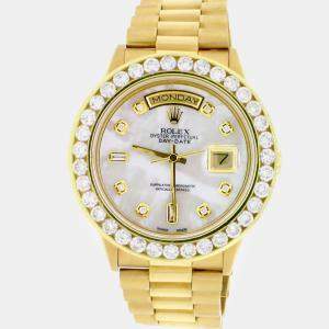 Rolex Customised White MOP 4.0CT Diamond 18K Yellow Gold Day-Date  Automatic Men's Wristwatch 36MM