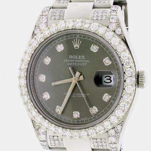 Rolex Customised  7.0CT Diamond Stainless Steel Datejust II 116300 Automatic Men's Wristwatch 41MM
