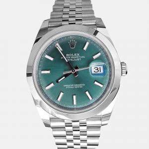 Pre Owned Rolex Datejust 126300 Automatic Mint Green Stainless Steel Men’s Wristwatch 41 mm