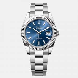 Pre Owned Rolex Datejust 126334-0001 Automatic Blue 18k White Gold Stainless Steel Men's Wristwatch 41 mm