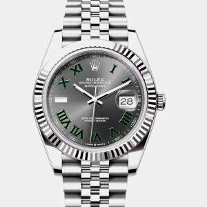 Pre Owned Rolex Datejust 126334 Wimbledon Slate Stainless Steel Automatic Men's Wristwatch 41 Mm