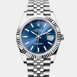 Pre Owned Rolex Datejust 126334 Blue Stainless Steel Automatic Men's Wristwatch 41 mm