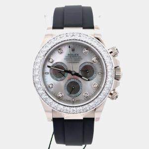 Pre Owned Rolex Cosmograph Daytona 126589RBR Silver 18k White Gold, Diamond Automatic Men's Watches 40mm
