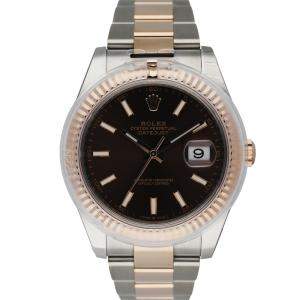 Rolex Brown 18K Rose Gold And Stainless Steel Datejust 126331 Men's Wristwatch 41 MM