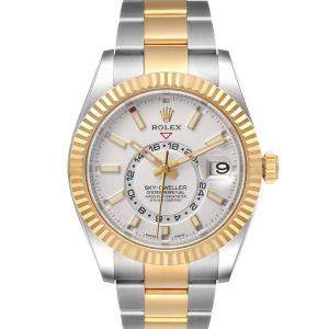 Rolex White 18K Yellow Gold And Stainless Steel Sky Dweller 326933 Men's Wristwatch 42 MM